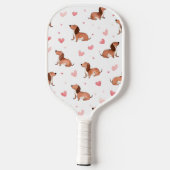 Monogramm Personalisierte Niedliche Dackel Dog Pickleball Schläger (Rückseite)