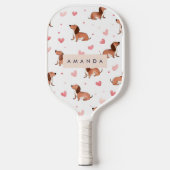 Monogramm Personalisierte Niedliche Dackel Dog Pickleball Schläger (Vorderseite)