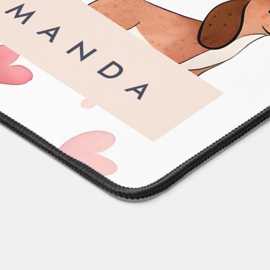 Monogramm Personalisierte Niedliche Dackel Dog Schreibtischunterlage (Ecke)