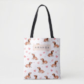 Monogramm Personalisierte Niedliche Dackel Dog Tasche (Vorderseite)
