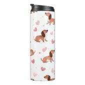 Monogramm Personalisierte Niedliche Dackel Dog Thermosbecher (Nach rechts gedreht)