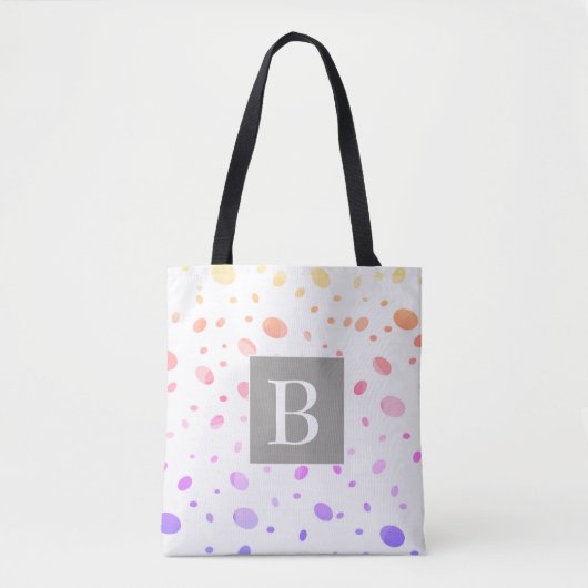 Monogramm personalisierte Polka-Punkt-Tasche Tasche (Vorderseite)