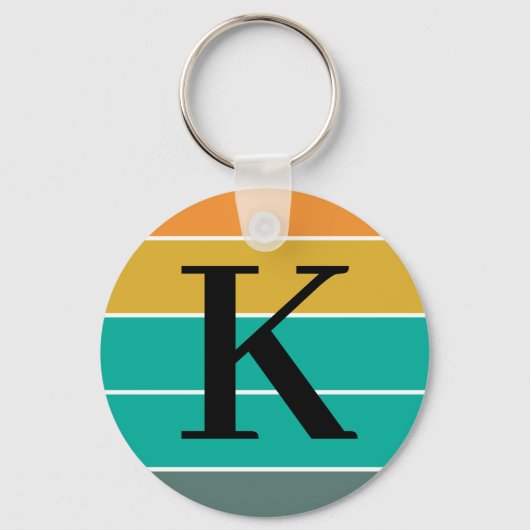 Monogramm personalisierte Retrowellen Schlüsselanhänger (Vorderseite)