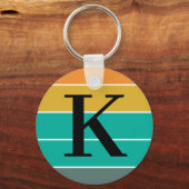Monogramm personalisierte Retrowellen Schlüsselanhänger (Vorderseite)