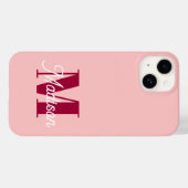 Monogramm Personalisierte rosa Anfangsbuchstaben Case-Mate iPhone Hülle (Rückseite (Horizontal))