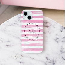 Monogramm personalisierte rosa Streifen