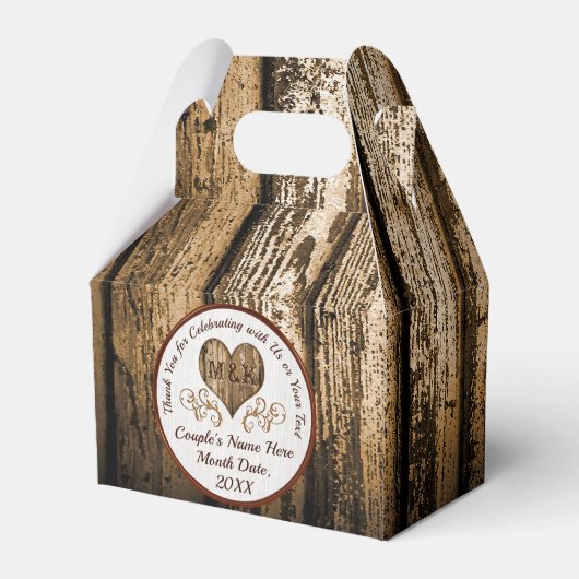 Monogramm, Personalisierte rustikale Hochzeitspare Geschenkschachtel (Rückseite)