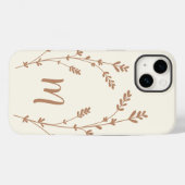 Monogramm personalisierte schick-Blätter, braun Case-Mate iPhone Hülle (Rückseite (Horizontal))