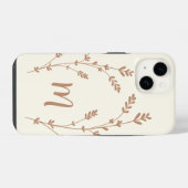 Monogramm personalisierte schick-Blätter, braun iPhone Hülle (Rückseite (Horizontal))
