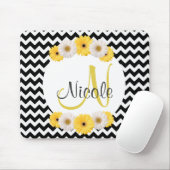 Monogramm Personalisierte Schwarz-weiße Zickzack T Mousepad (Mit Mouse)