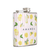 Monogramm Personalisierte Wasserfarben Lemonade Flachmann (Rechts)