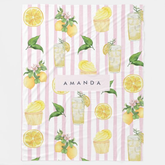 Monogramm Personalisierte Wasserfarben Lemonade Fleecedecke (Vorderseite)
