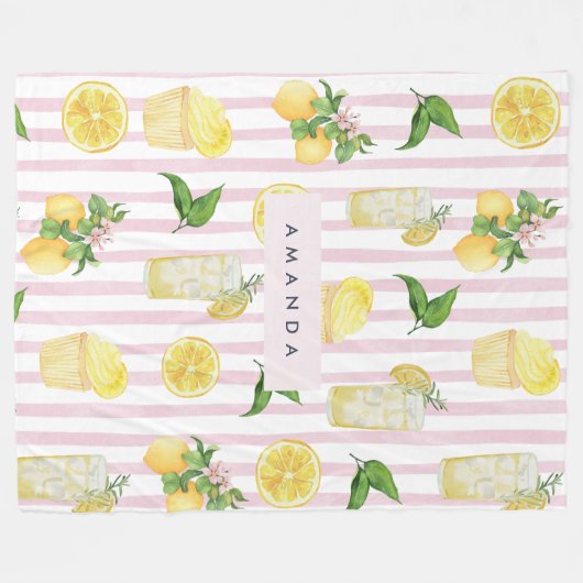 Monogramm Personalisierte Wasserfarben Lemonade Fleecedecke (Vorderseite (Horizontal))