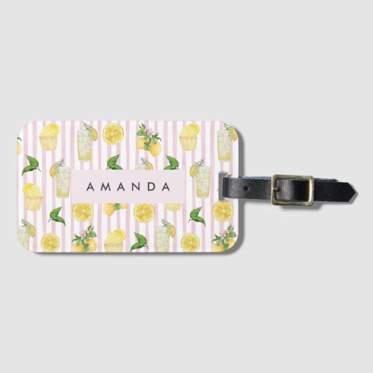 Monogramm Personalisierte Wasserfarben Lemonade Gepäckanhänger (Vorderseite (Horizontal))