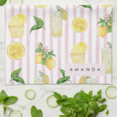 Monogramm Personalisierte Wasserfarben Lemonade Geschirrtuch (Gefaltet)
