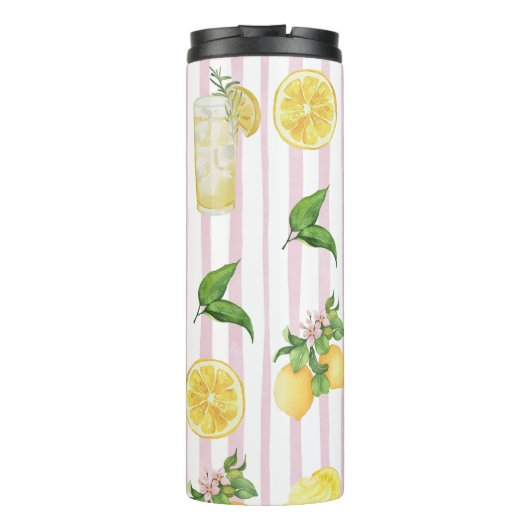 Monogramm Personalisierte Wasserfarben Lemonade Thermosbecher (Rückseite)