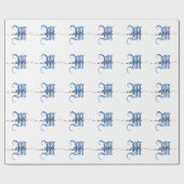 Monogramm personalisierter Anfangsname blau Geschenkpapier (Flach)