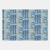 Monogramm personalisierter Anfangsname blau Geschenkpapier Set (Vorderseite 3)