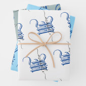 Monogramm personalisierter Anfangsname blau Geschenkpapier Set (Beispiel)