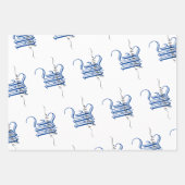 Monogramm personalisierter Anfangsname blau Geschenkpapier Set (Vorderseite)