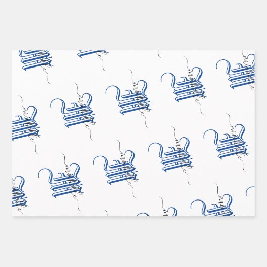 Monogramm personalisierter Anfangsname blau Geschenkpapier Set (Vorderseite)