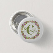 Monogramm personalisierter Blumenschaden Button (Vorne & Hinten)