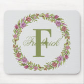 Monogramm personalisierter Blumenschaden Mousepad (Vorne)