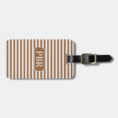 Monogramm Personalisierter brauner Streifen Gepäck Gepäckanhänger (Vorderseite horizontal)