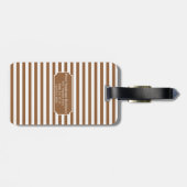 Monogramm Personalisierter brauner Streifen Gepäck Gepäckanhänger (Rückseite horizontal)