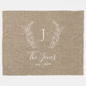 Monogramm personalisierter Familienname rustikaler Fleecedecke (Vorderseite (Horizontal))