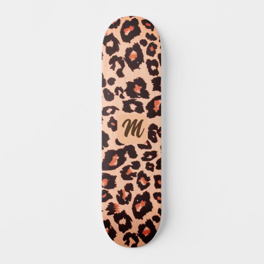 Monogramm personalisierter Gepard Skateboard (Vorderseite)