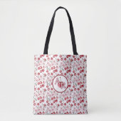 Monogramm Personalisierter Kirschblossom und Kirsc Tasche (Vorderseite)
