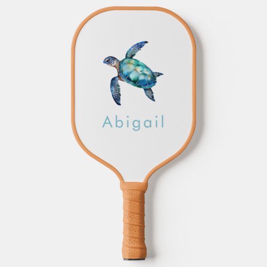 Monogramm personalisierter Meeresschildkröte Pickleball Schläger (Vorderseite)