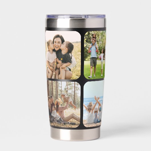 Monogramm Personalisierter Name 6 FotoCollage Thermobecher (Vorderseite)