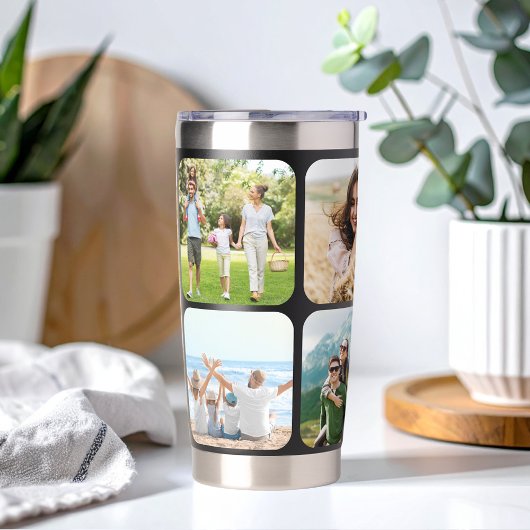 Monogramm Personalisierter Name 6 FotoCollage Thermobecher