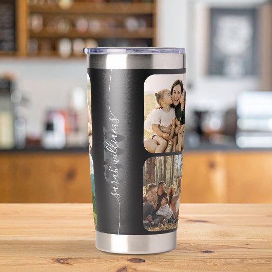 Monogramm Personalisierter Name 6 FotoCollage Thermobecher