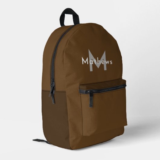 Monogramm personalisierter Name Elegant Einfach br Bedruckter Rucksack (Rückseitige Ecke links)