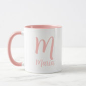 Monogramm personalisierter Name Elegante rosa Typo Tasse (Links)