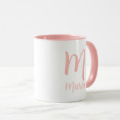 Monogramm personalisierter Name Elegante rosa Typo Tasse (VorderseiteRechts)