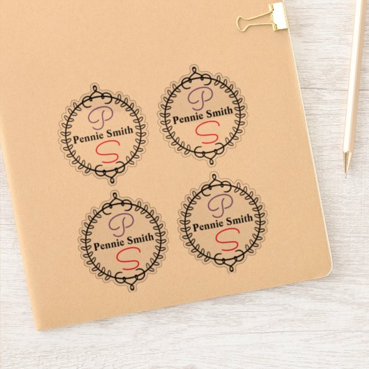Monogramm personalisierter Name Klare Vinyl-Aufkle Aufkleber (Notizbuch)