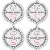 Monogramm personalisierter Name Klare Vinyl-Aufkle Aufkleber (Vorderseite)