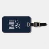 Monogramm | Personalisierter Navy Blue Design | Gepäckanhänger (Vorderseite horizontal)