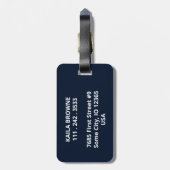 Monogramm | Personalisierter Navy Blue Design | Gepäckanhänger (Rückseite vertikal)