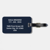 Monogramm | Personalisierter Navy Blue Design | Gepäckanhänger (Rückseite horizontal)