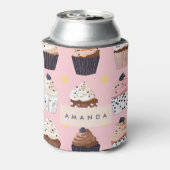 Monogramm Personalisierter Niedlicher Süßkuchen Dosenkühler (Kanne Rückseite)