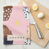 Monogramm Personalisierter Niedlicher Süßkuchen Geschirrtuch (Viertel Falte)