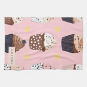 Monogramm Personalisierter Niedlicher Süßkuchen Geschirrtuch (Horizontal)