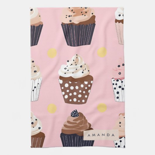 Monogramm Personalisierter Niedlicher Süßkuchen Geschirrtuch (Vertikal)