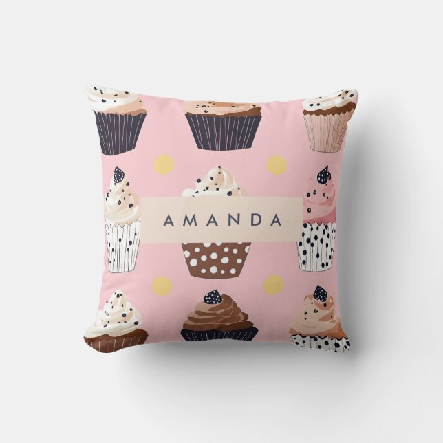 Monogramm Personalisierter Niedlicher Süßkuchen Kissen (Vorderseite)