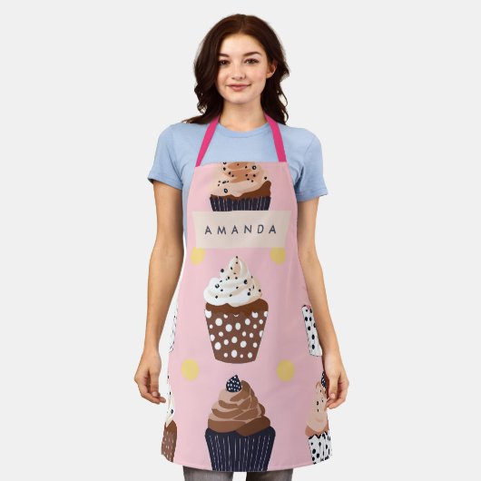 Monogramm Personalisierter Niedlicher Süßkuchen Schürze (Getragen)